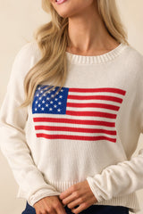 Z Supply Ivory Cotton Sienna Flag Sweater