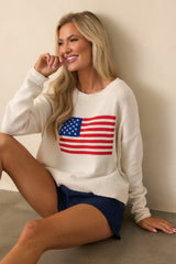 Z Supply Ivory Cotton Sienna Flag Sweater