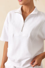 Z Supply White Cotton Club Polo Sweatshirt
