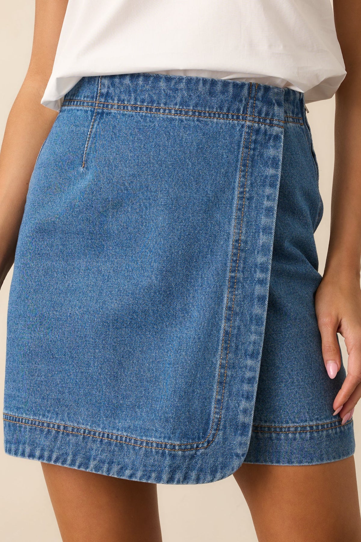 Staple The Label Medium Wash Cotton Tate Denim Wrap Skirt