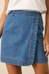 Staple The Label Medium Wash Cotton Tate Denim Wrap Skirt