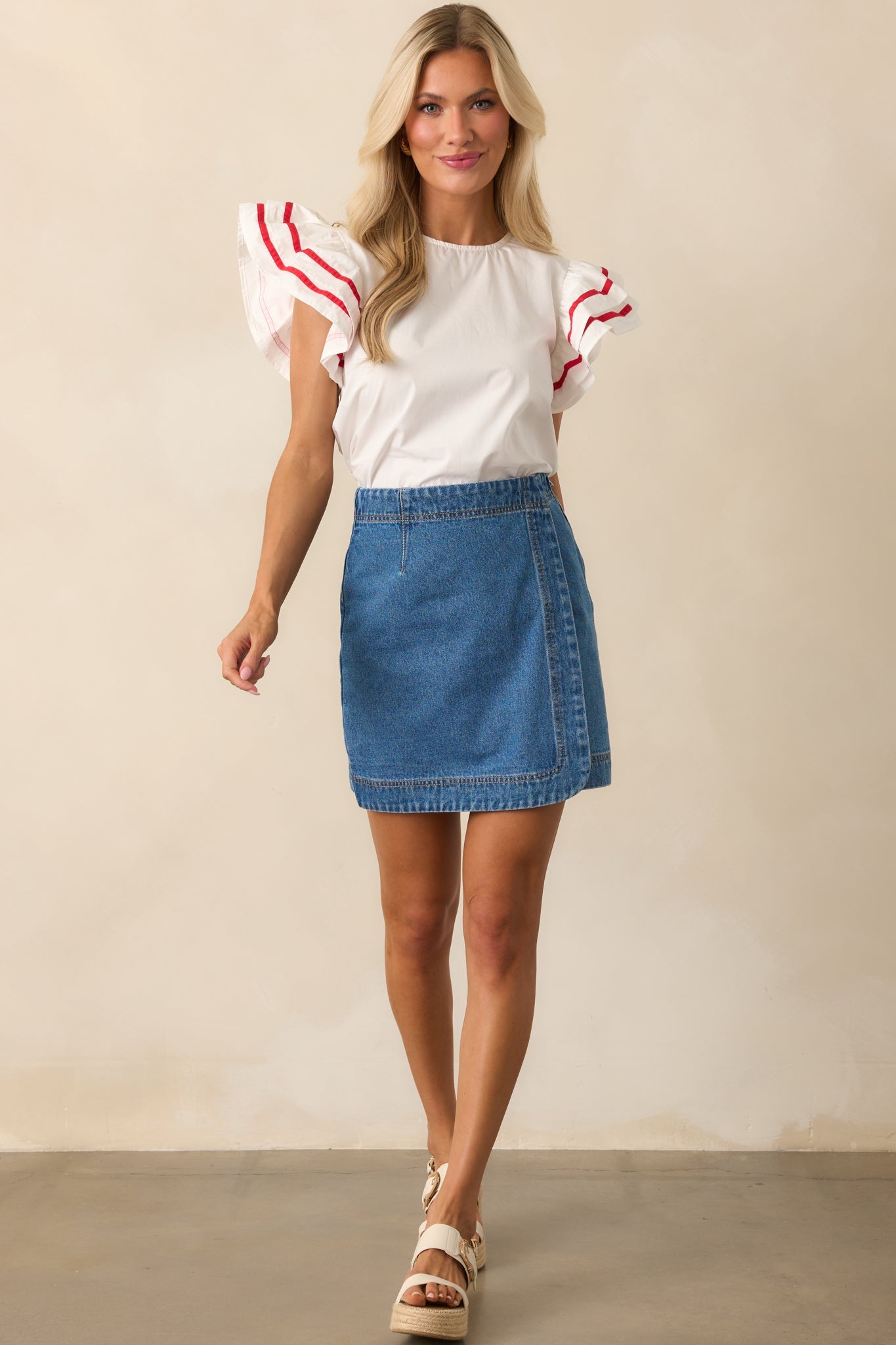 Staple The Label Medium Wash Cotton Tate Denim Wrap Skirt