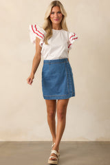 Staple The Label Medium Wash Cotton Tate Denim Wrap Skirt