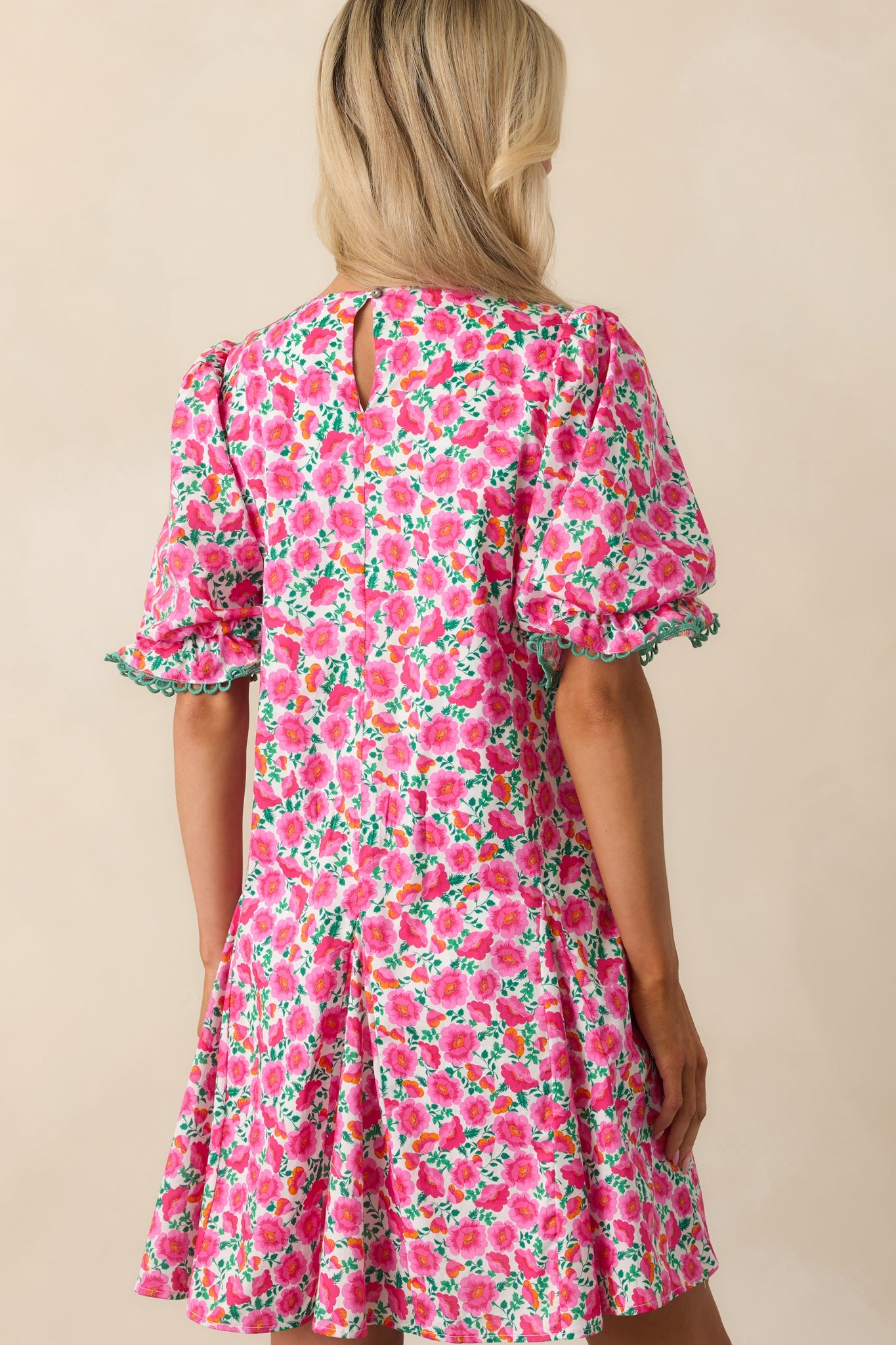 Good Luck Charm Hot Pink Floral Cotton Mini Dress