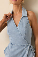 MINKPINK Light Wash Cotton Oliver Denim Playsuit