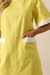 Game Changer Yellow Cotton Short Sleeve Mini Shift Dress