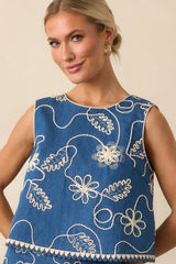 Keep Looking Up Dark Wash Cotton Denim Bow Back Top