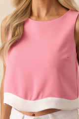 Always On My Mind Pink Scallop Hem Sleeveless Crop Top