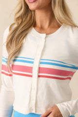 Z Supply White Studio Stripe Cropped Cardigan