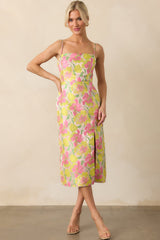 All Of Your Greatness Light Pink Floral Print Jacquard Midi Dress