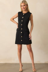 Whatever She Wants Black Sleeveless Tailored Mini Dress