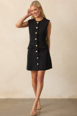 Whatever She Wants Black Sleeveless Tailored Mini Dress
