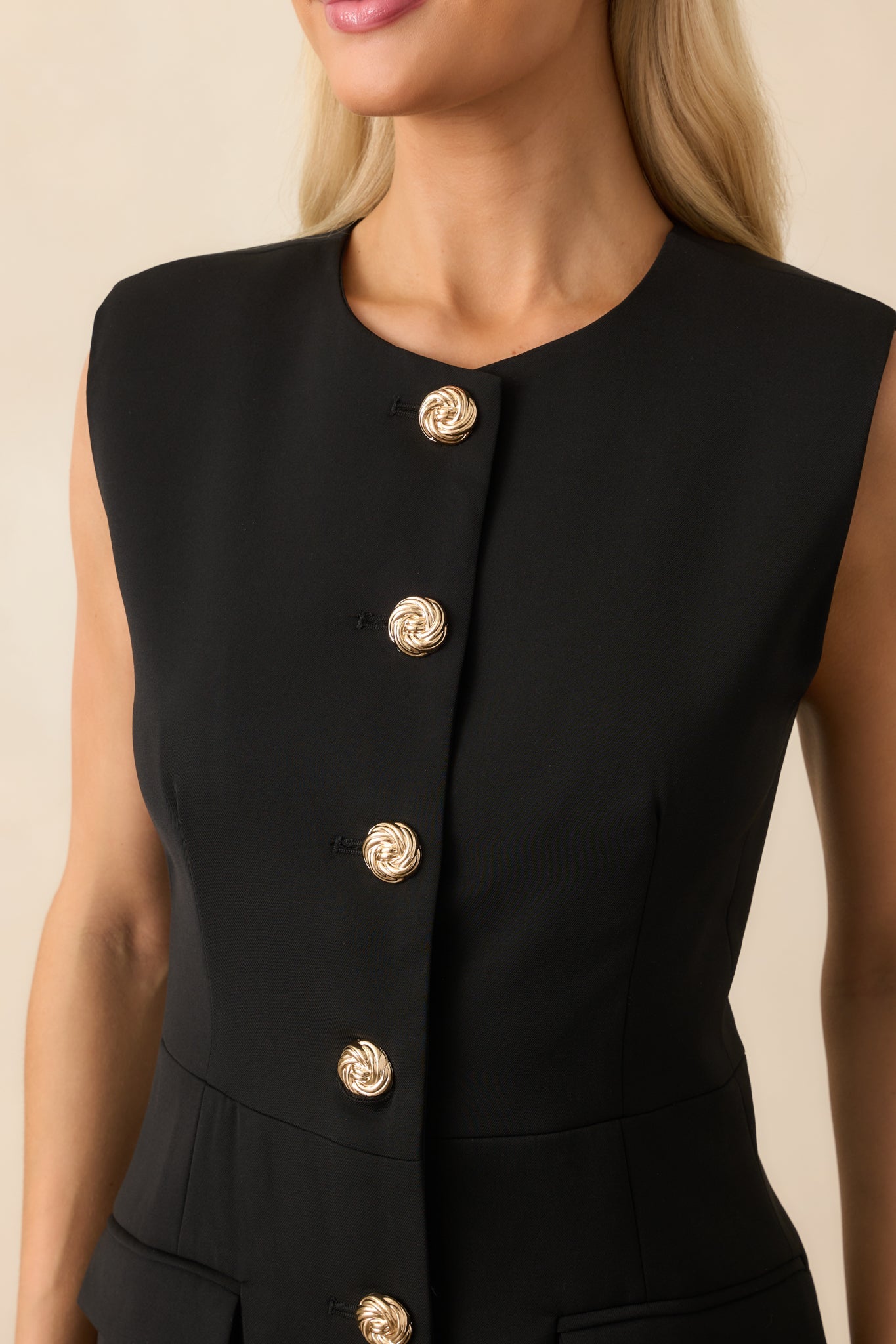 Whatever She Wants Black Sleeveless Tailored Mini Dress