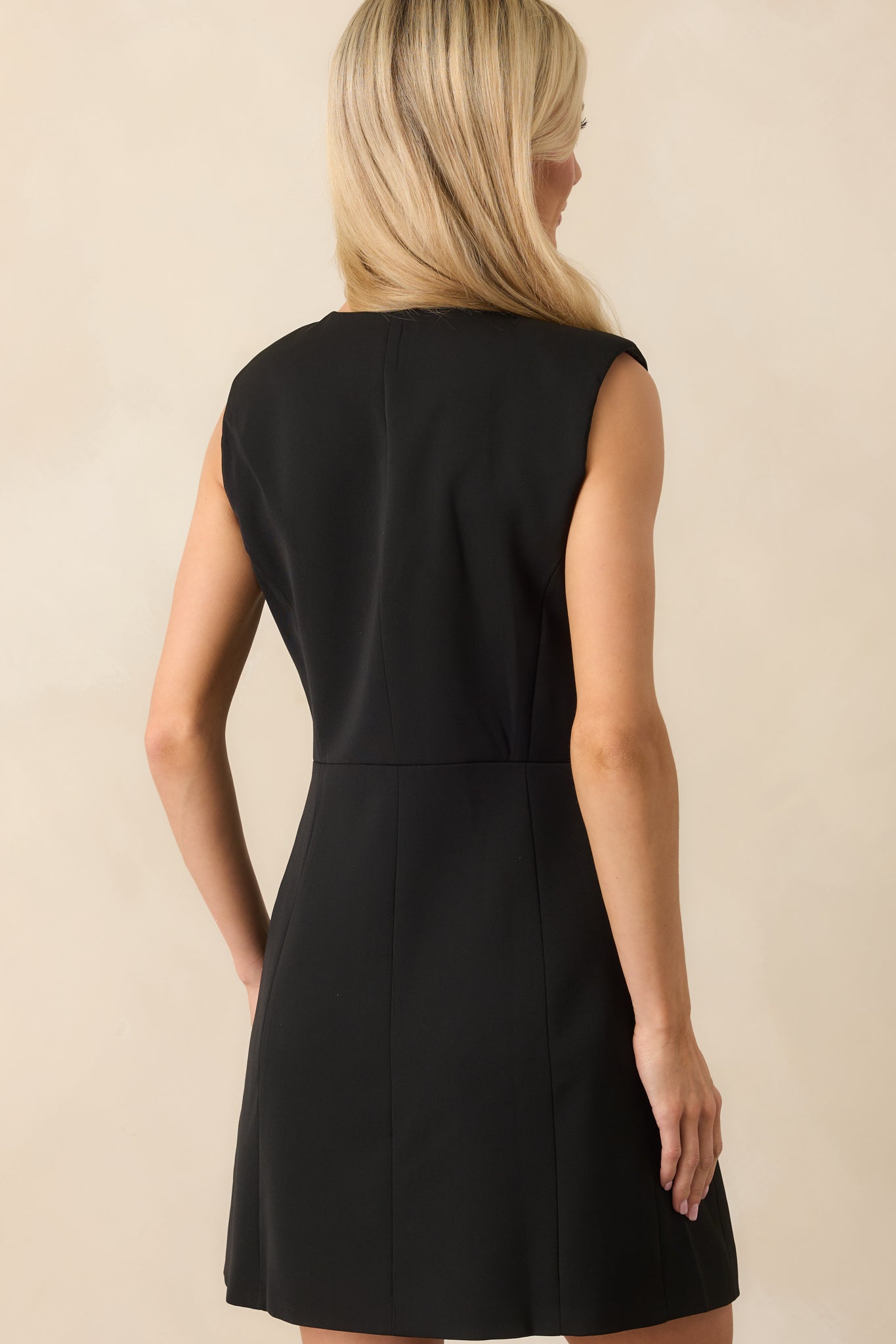 Whatever She Wants Black Sleeveless Tailored Mini Dress