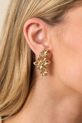 Meant To Be Noticed Textured Gold Flower Drop Earrings