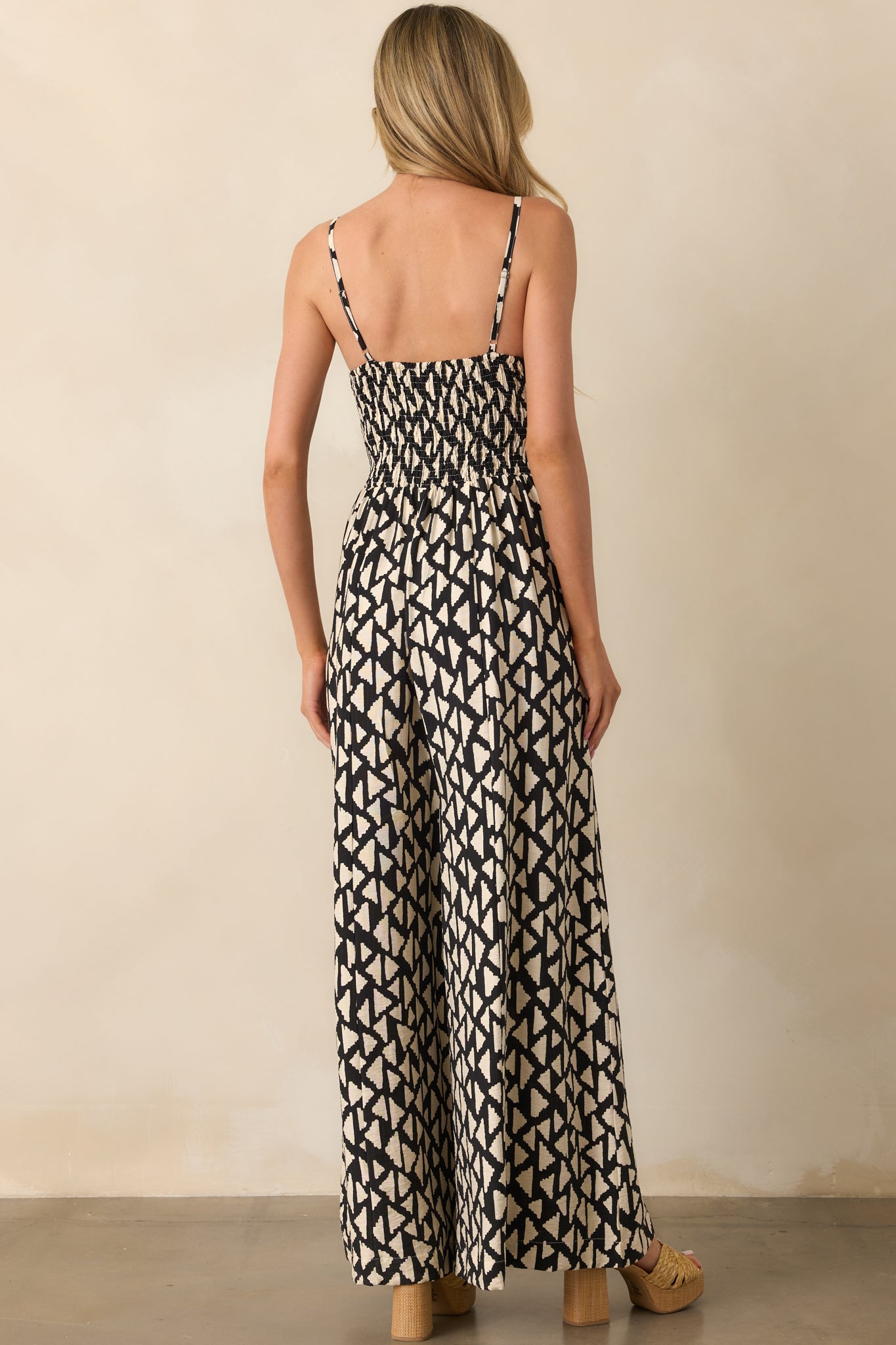 Gallery Stroll Black Geometric Print Jumpsuit