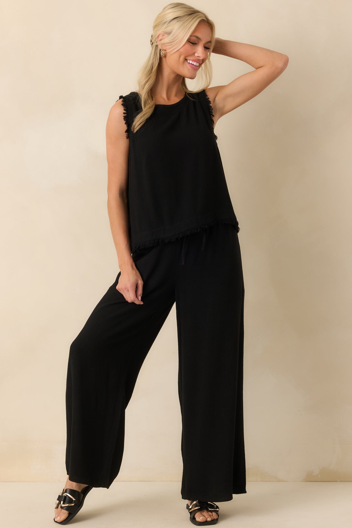 Pebble Pathway Black Tank Top