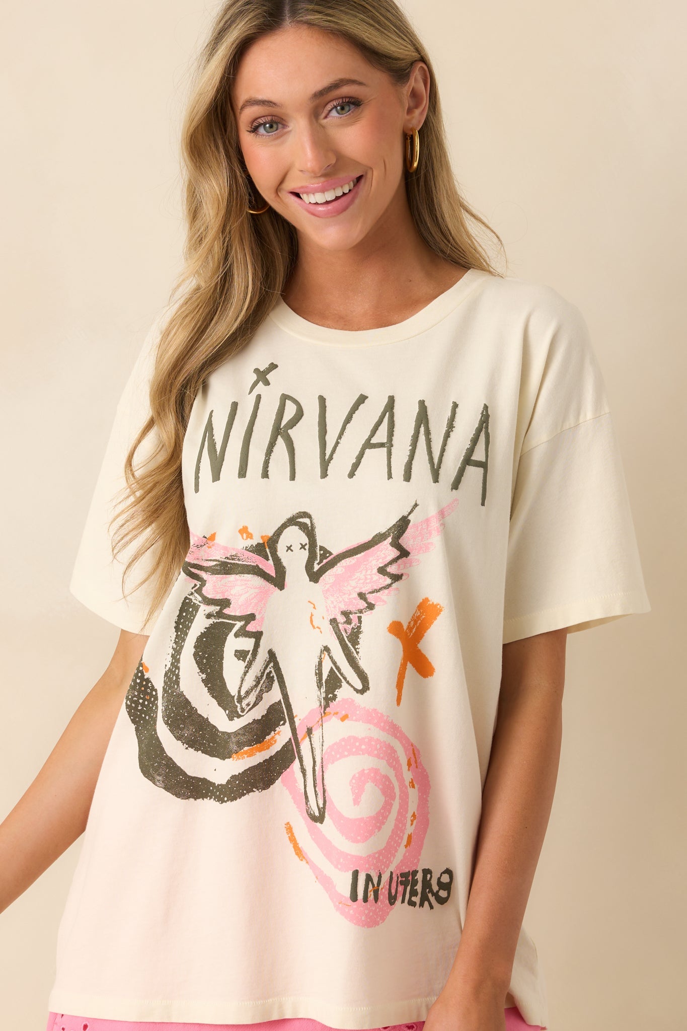 Nirvana Ivory Cotton In Utero Collage Merch Tee