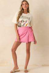 Meet You There Pink Eyelet Mini Skort