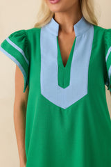 As Good As It Gets Green Linen Cotton Blend Kaftan Maxi Dress
