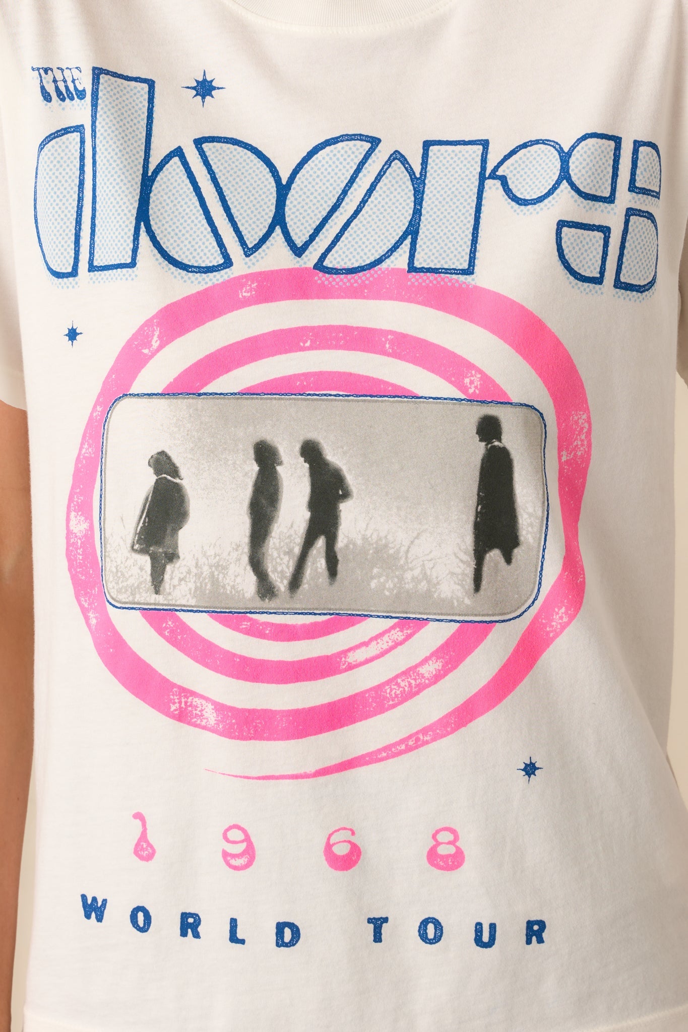 The Doors White 1968 World Tour Boyfriend Tee