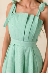 Sloane Grass Green Stripe Cotton Midi Dress
