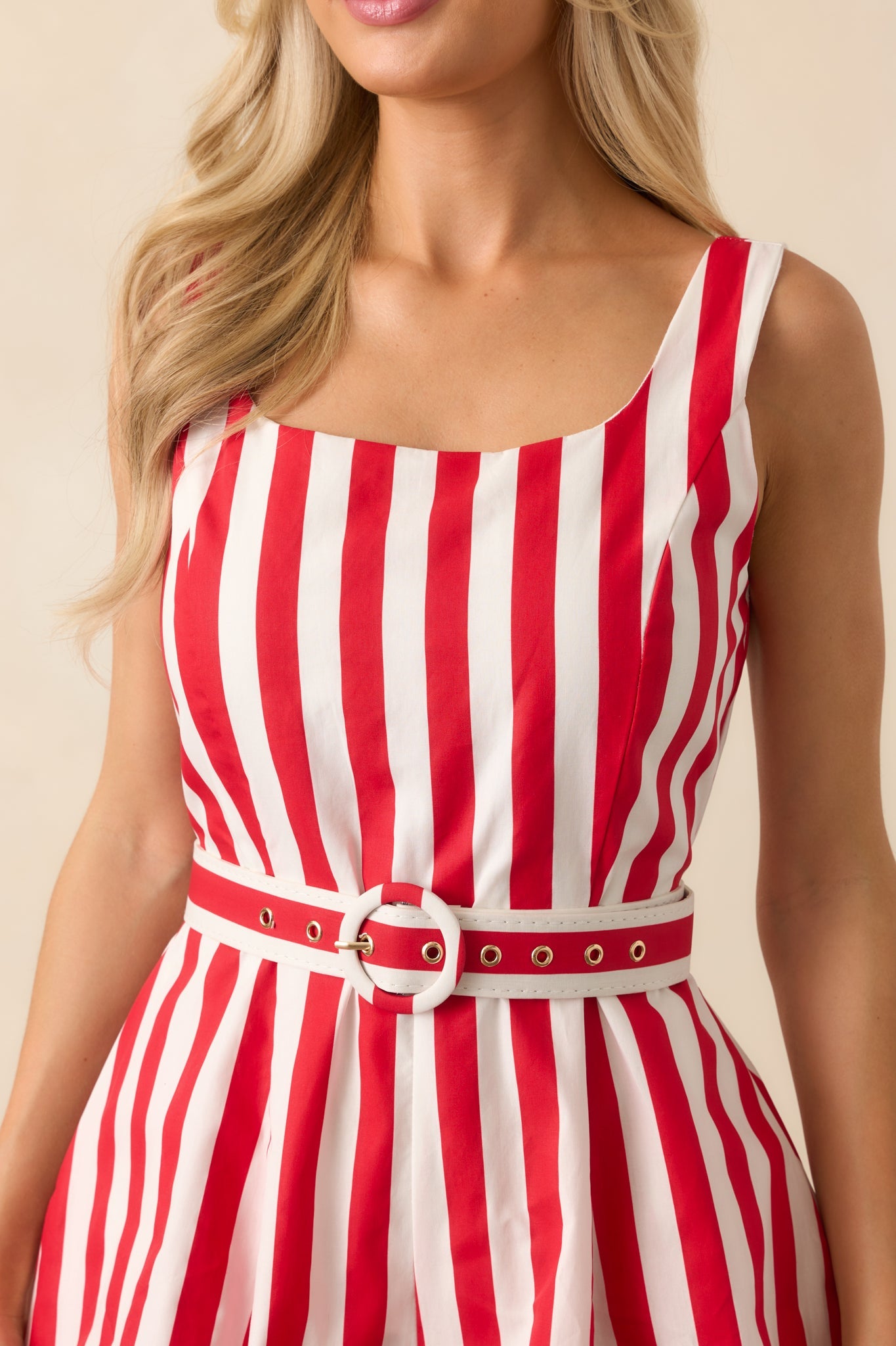 Prosperina Alessandra Red Stripe Cotton Romper