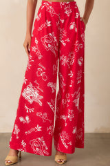 Prosperina Nina Red Mojito Print Wide Leg Pants