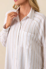 Z Supply Beige Perfect Linen Stripe Top