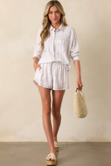 Z Supply Beige Perfect Linen Stripe Top