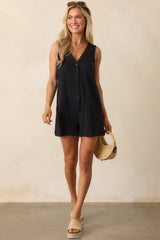 Z Supply Black Solace Textured Slub Romper