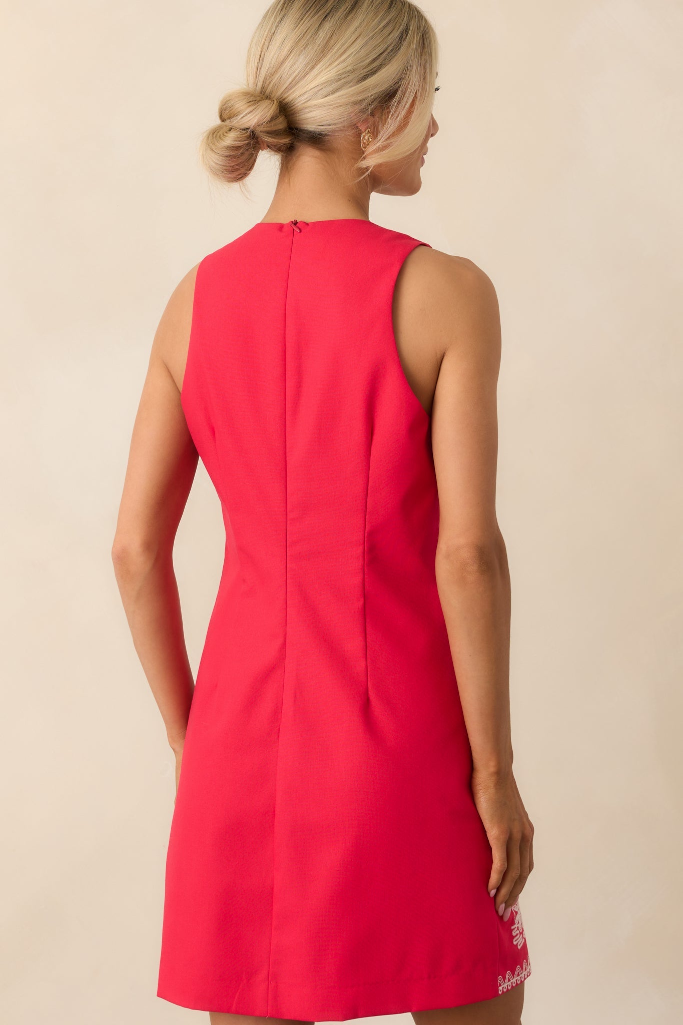 Where Memories Begin Red Floral Embroidered Cotton Mini Dress