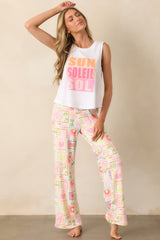 Z Supply White Tropical Print Dawn Smocked Soleil Pants