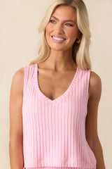 Z Supply Pink Sloane V-Neck Silky Rib Tank
