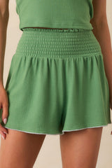 Z Supply Green Dawn Smocked Whipstitch Shorts