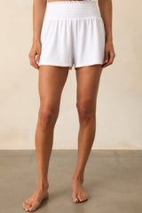 Z Supply White Dawn Smocked Whipstitch Shorts