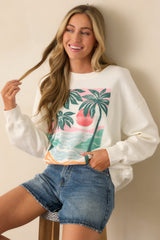 Z Supply Ivory High Tide Sunday Oversized Cotton Sweatshirt