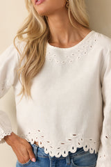 Z Supply White Ambroise Embroidered Linen Top