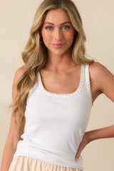Z Supply White Cotton Jaidynn Whipstitch Rib Tank