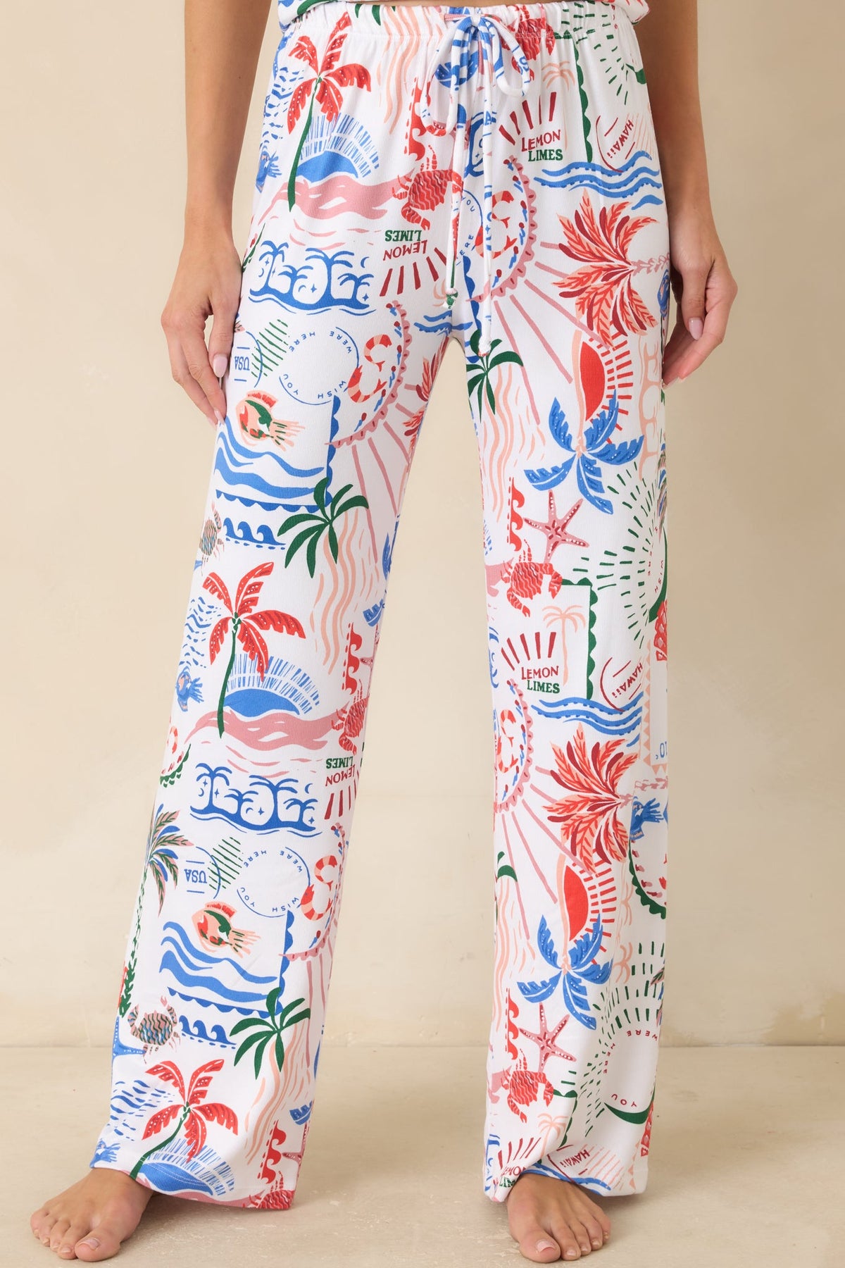 Z Supply So Sweet White Multi Getaway Pajama Pants