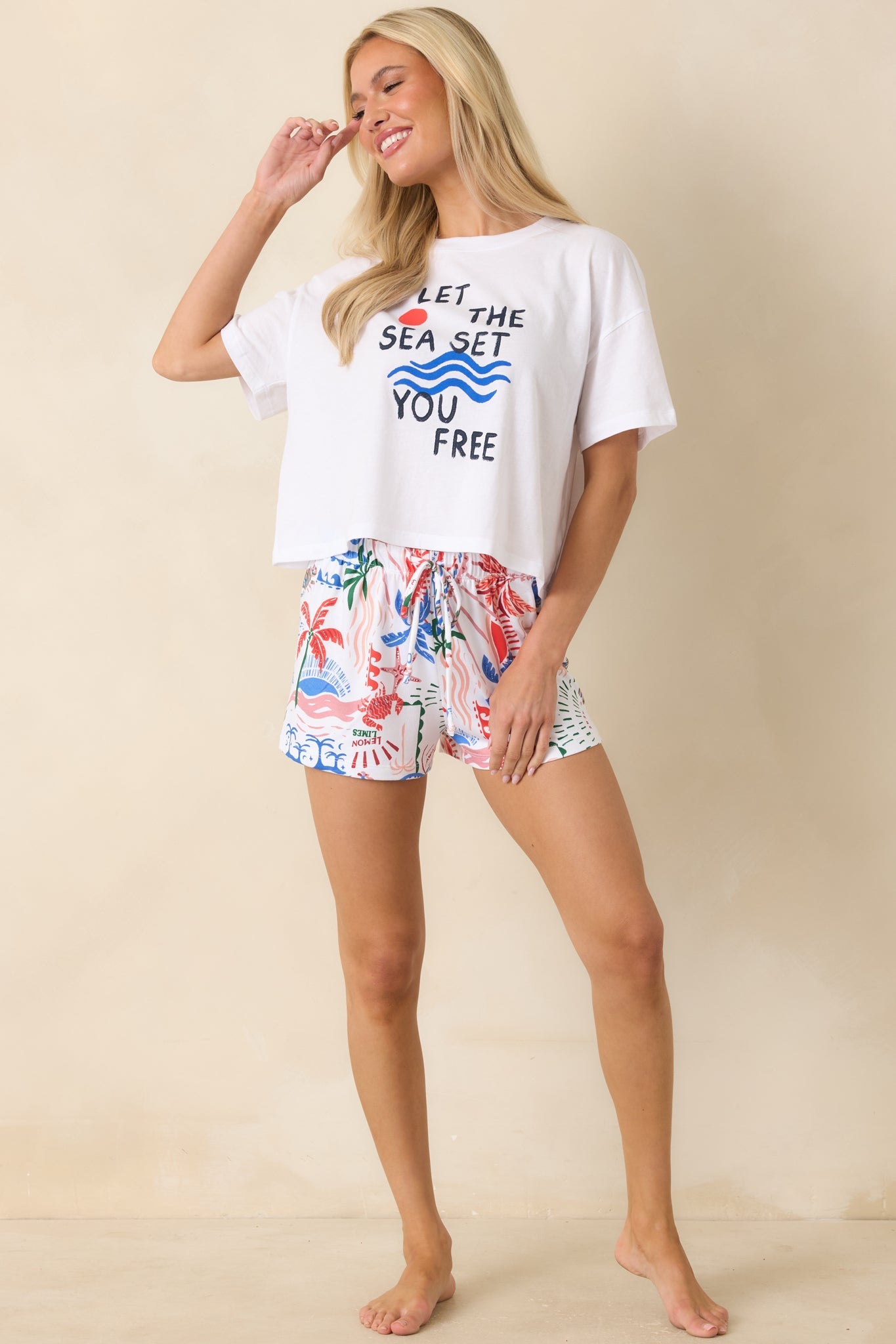 Z Supply Vintage White Multi Cotton Sea Tee