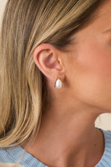 RSVP Yes Gold Pearl Teardrop Stud Earrings
