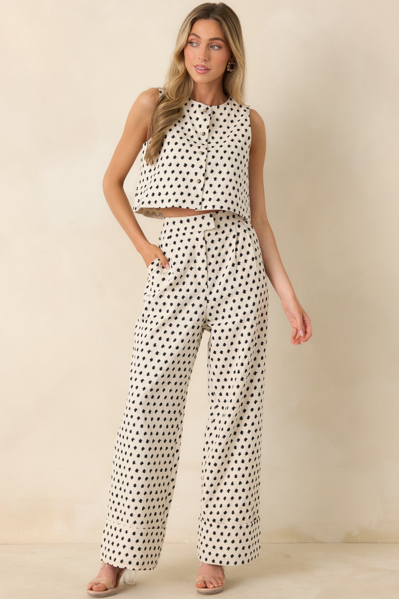 FRNCH Nautilus Ivory & Black Cotton Linen Vest