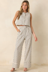 FRNCH Isolde Ivory & Black Cotton Linen Trousers