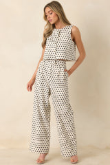 FRNCH Isolde Ivory & Black Cotton Linen Trousers