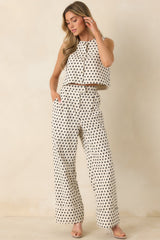 FRNCH Nautilus Ivory & Black Cotton Linen Vest