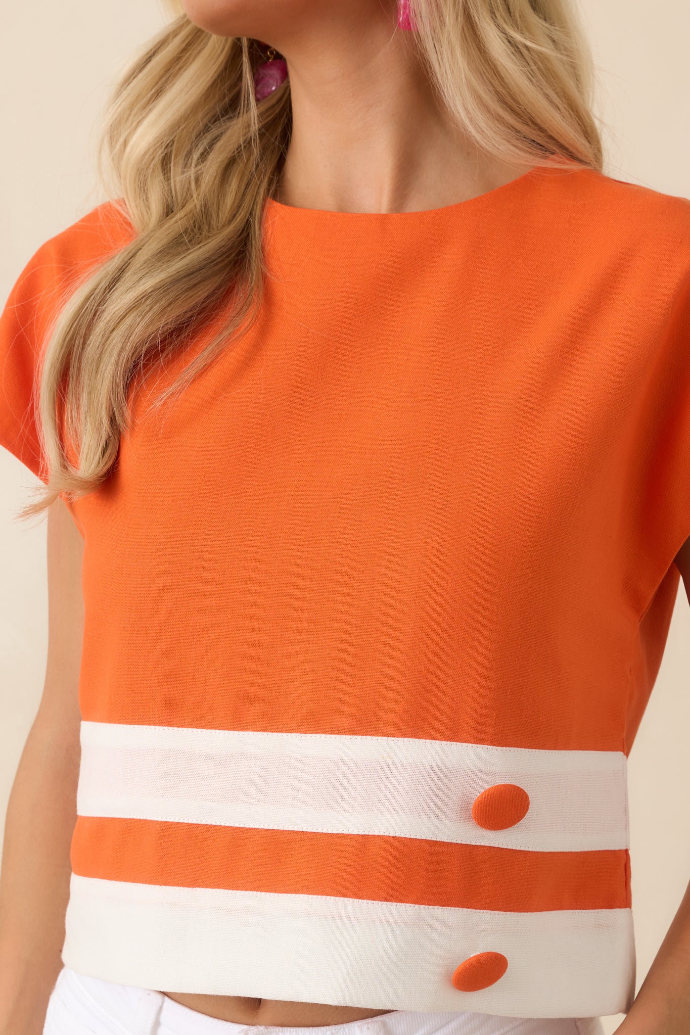 Prosperina Raya Tangerine & White Stripe Top