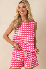 Cool As Can Be Pink Gingham Cotton Sleeveless Top