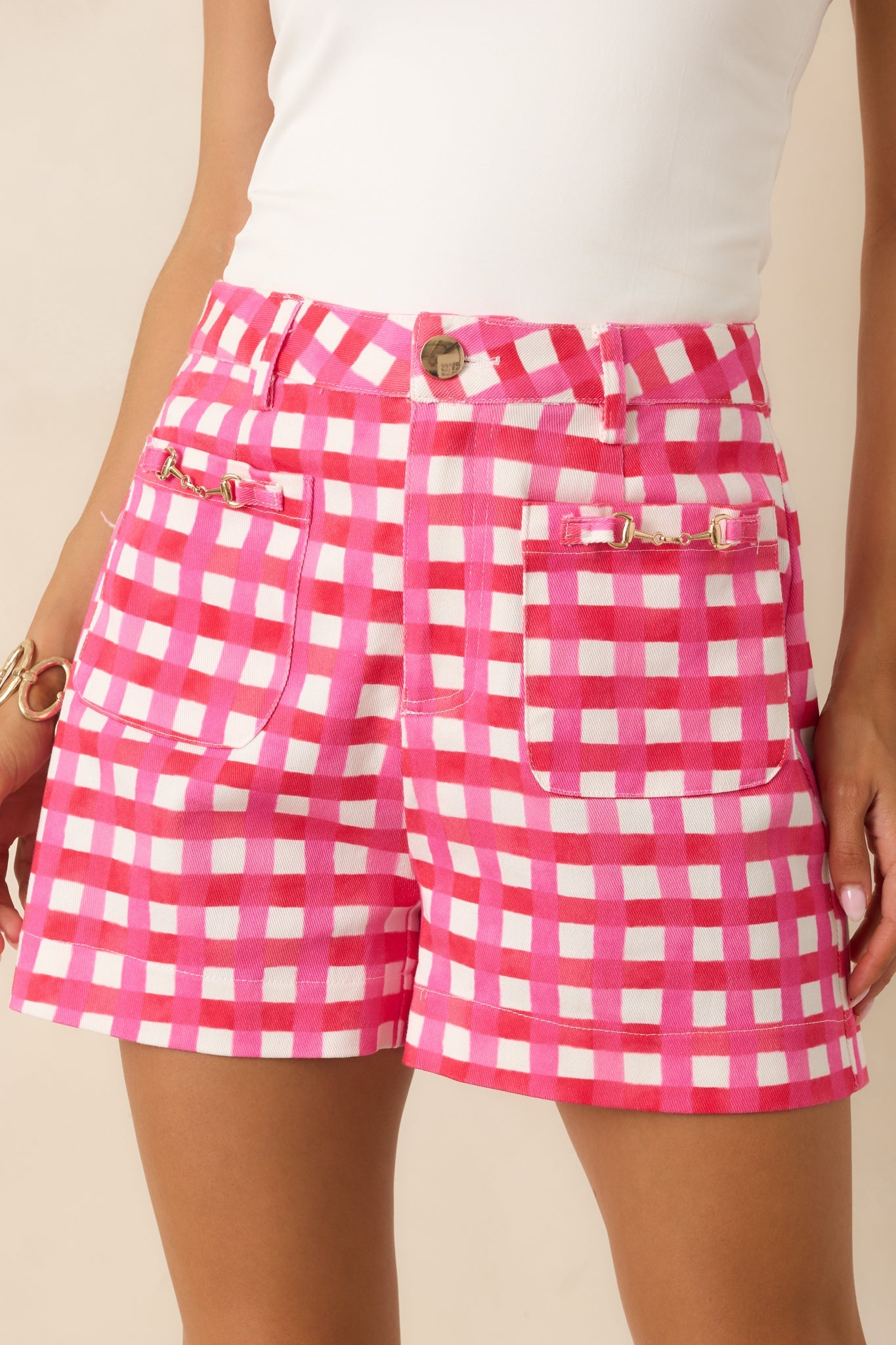 Cool As Can Be Pink Gingham Cotton Shorts