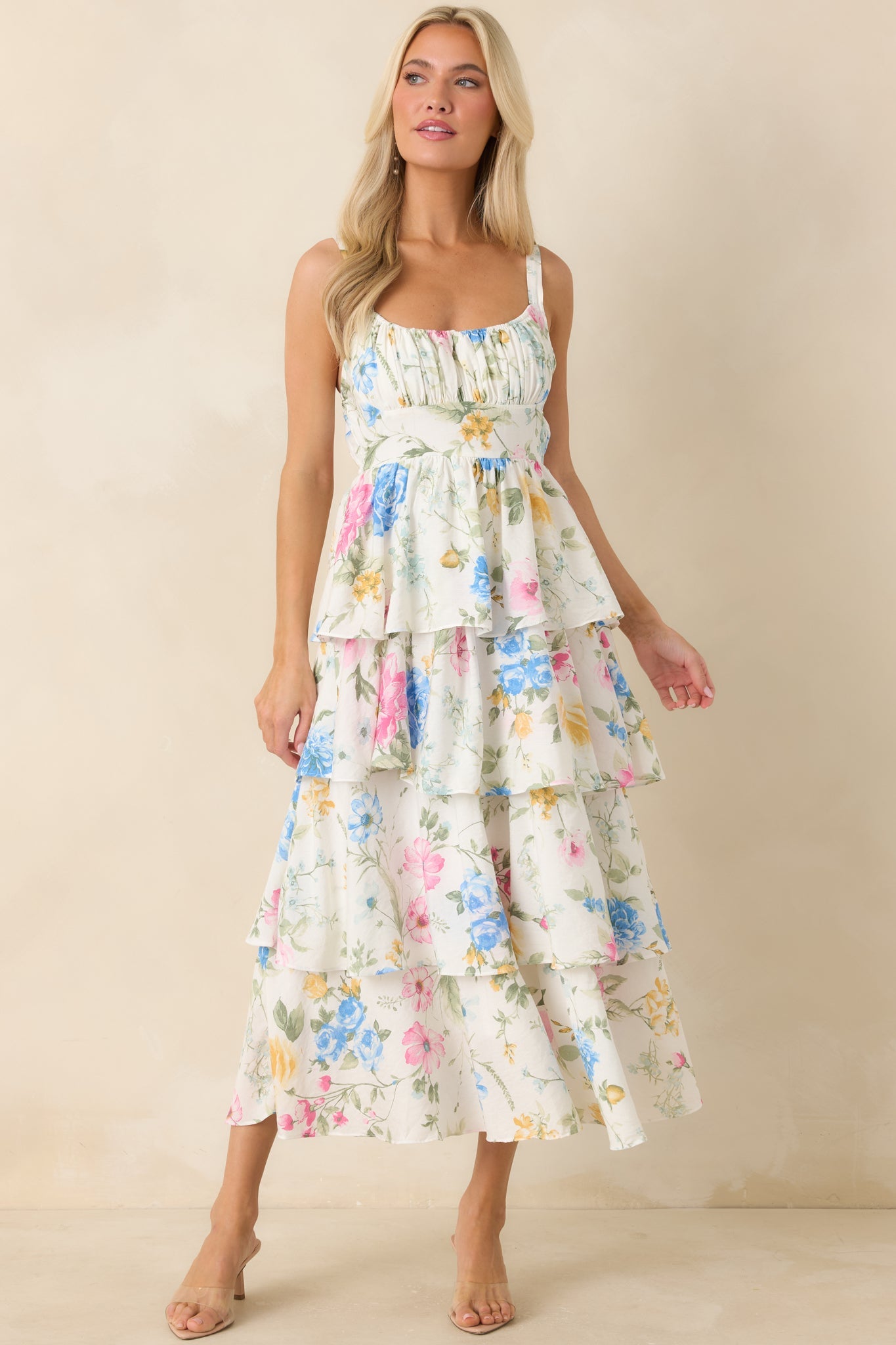 Could Stay Here Forever White Multi Floral Maxi Dress